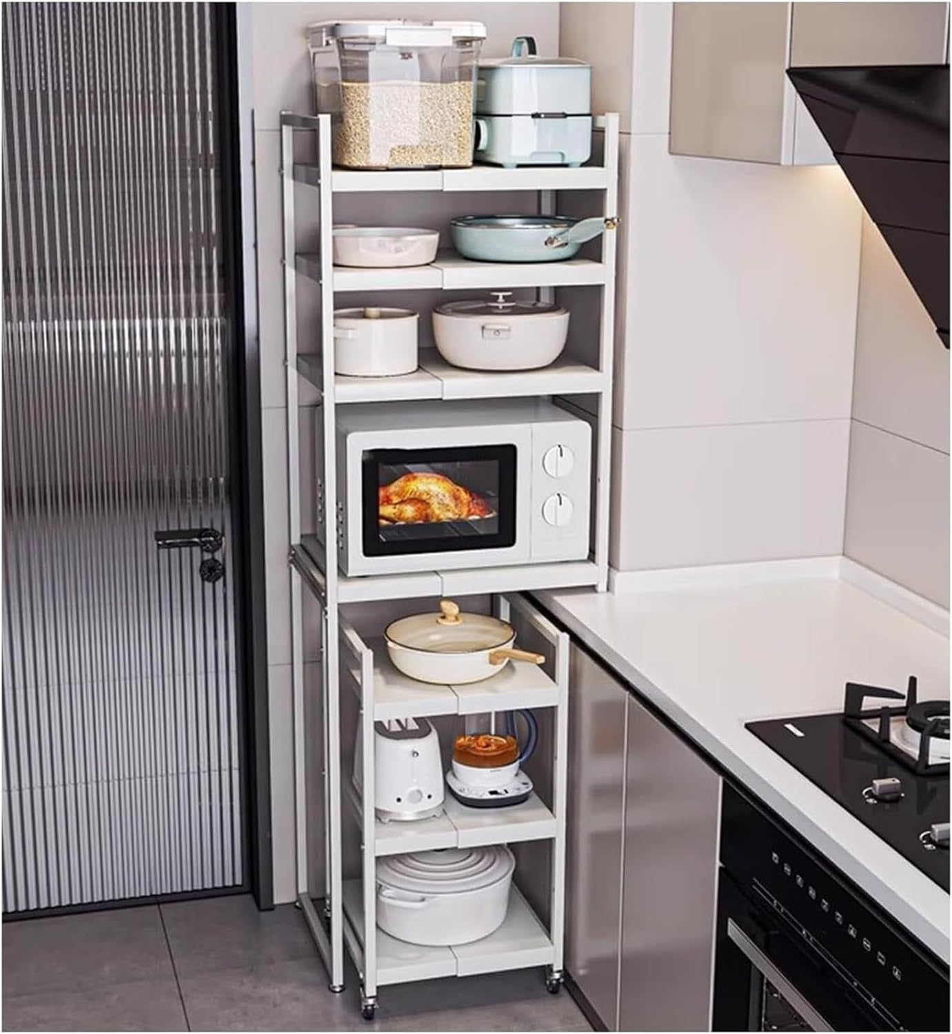 🏡 Adjustable Kitchen Storage Cart – Maximize Your Counter Space & Organize with Ease 🍴