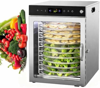 🌿 Commercial Stainless Steel Food Dehydrator – 6 Tray Premium Drying Machine for Fruits, Vegetables & Herbs 🍎🥕