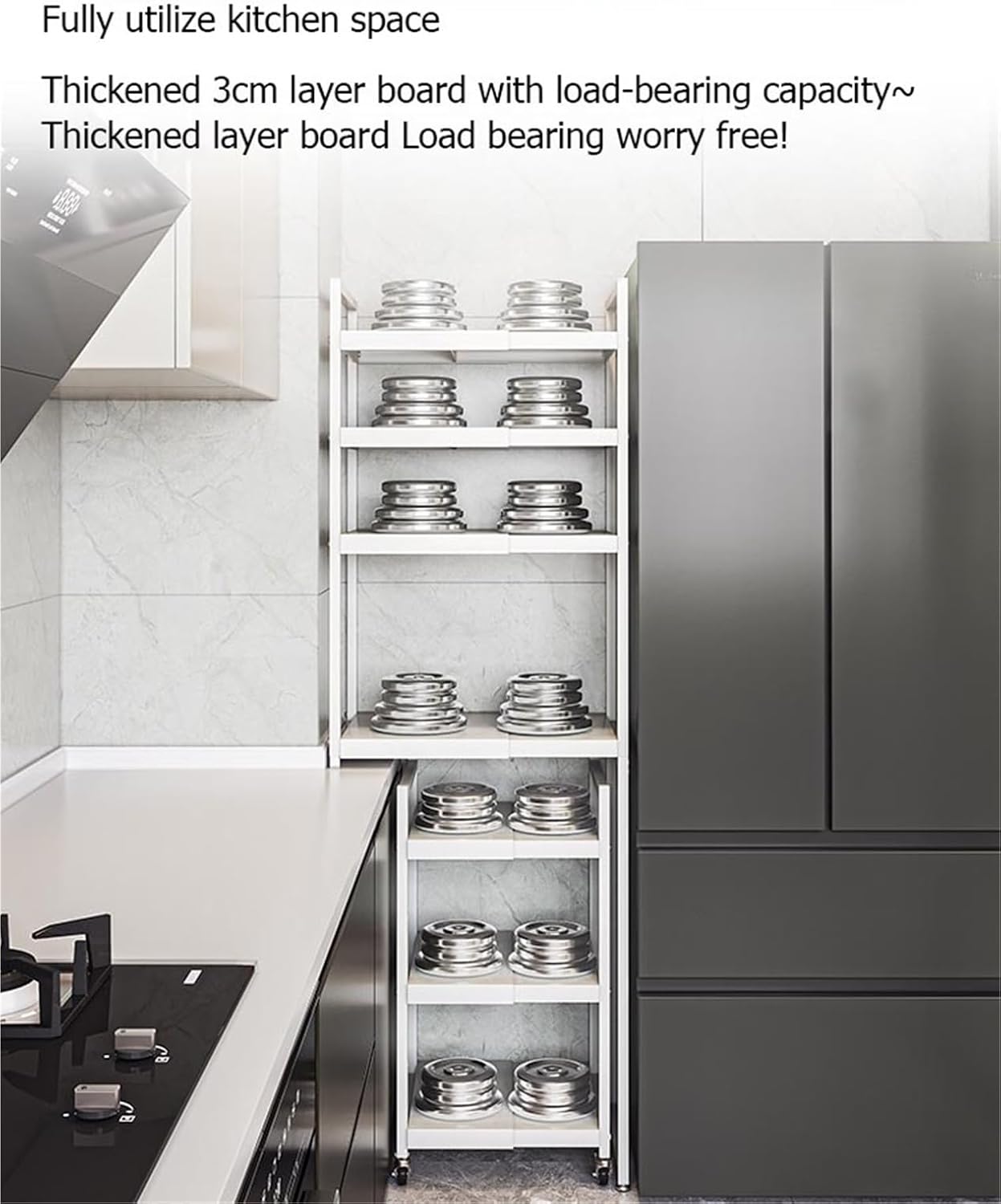 🏡 Adjustable Kitchen Storage Cart – Maximize Your Counter Space & Organize with Ease 🍴