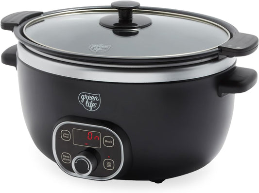 🍲 Extra-Large 6QT Ceramic Slow Cooker – Healthy & Easy Family Meals 🏡