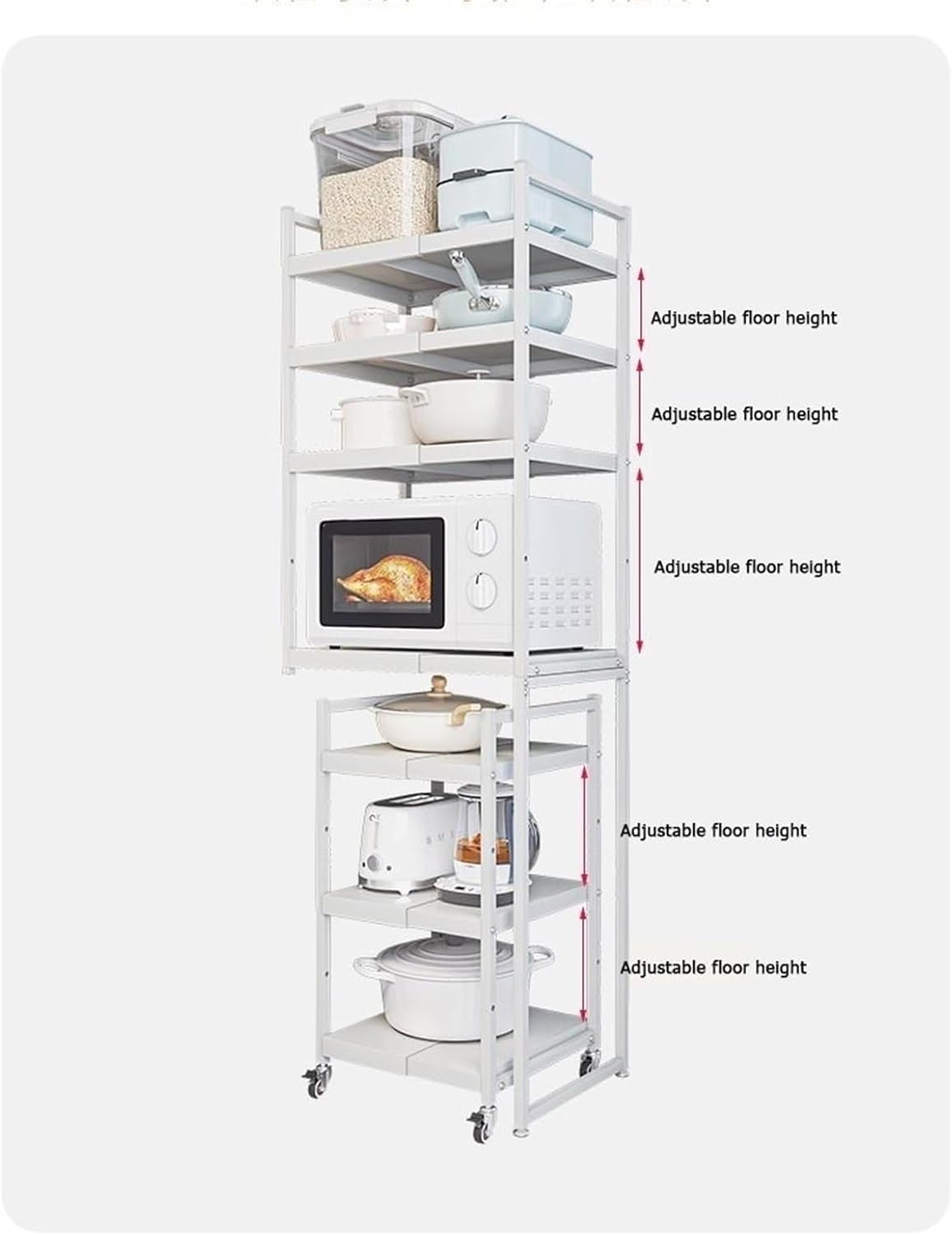 🏡 Adjustable Kitchen Storage Cart – Maximize Your Counter Space & Organize with Ease 🍴