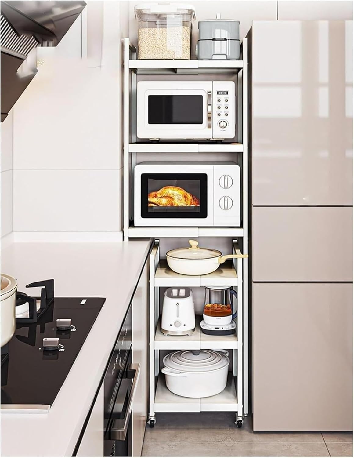 🏡 Adjustable Kitchen Storage Cart – Maximize Your Counter Space & Organize with Ease 🍴