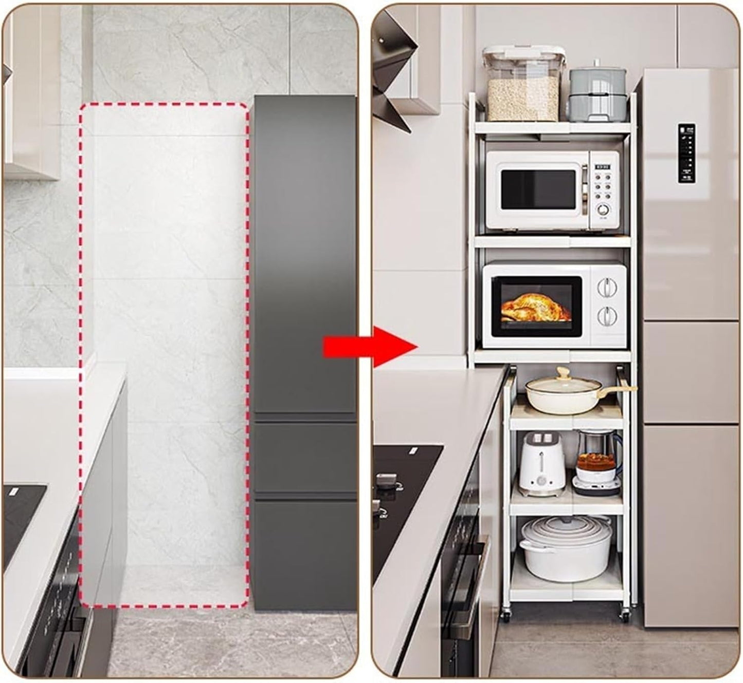 🏡 Adjustable Kitchen Storage Cart – Maximize Your Counter Space & Organize with Ease 🍴