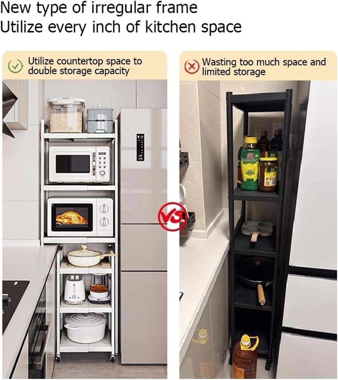 🏡 Adjustable Kitchen Storage Cart – Maximize Your Counter Space & Organize with Ease 🍴
