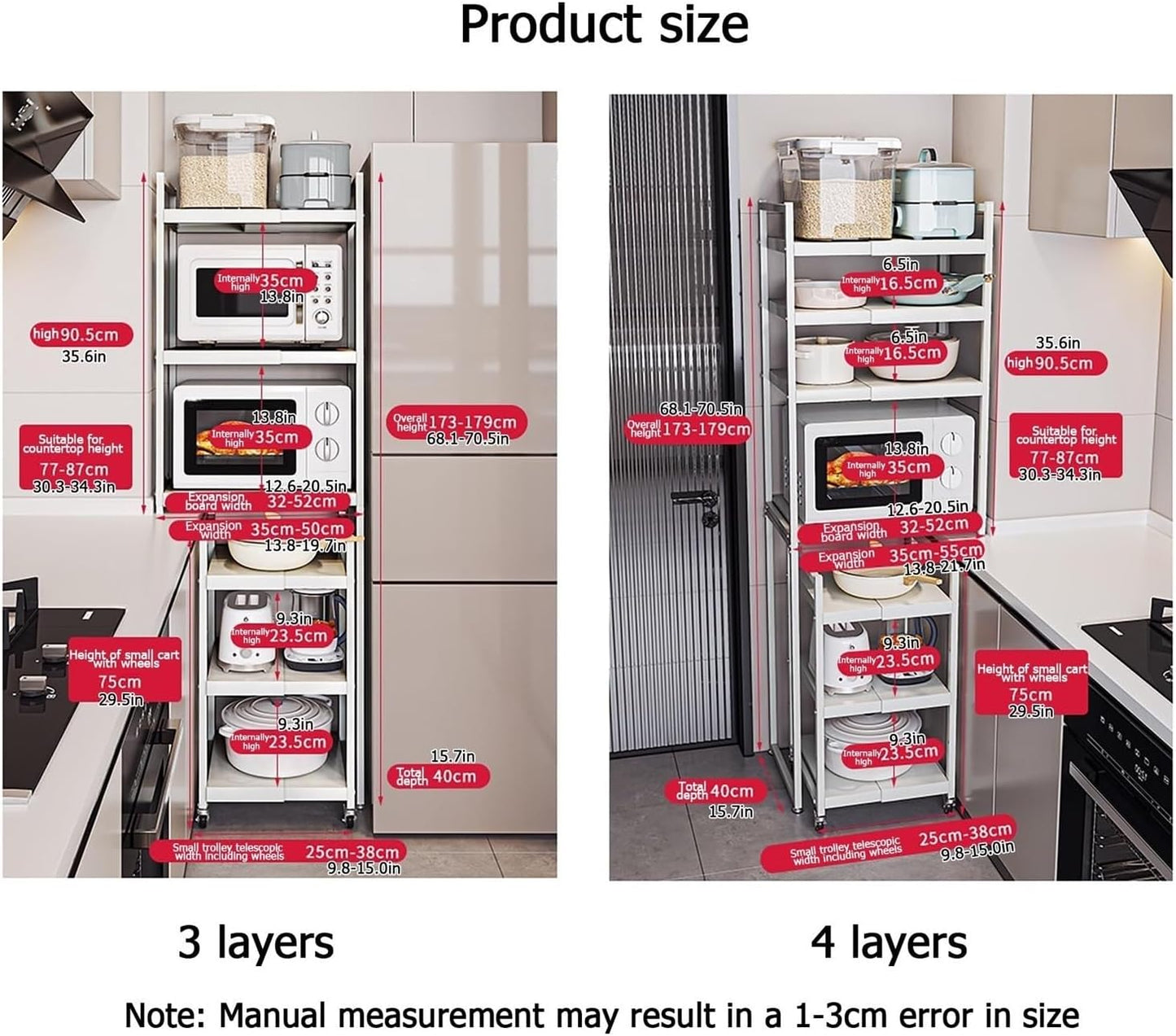🏡 Adjustable Kitchen Storage Cart – Maximize Your Counter Space & Organize with Ease 🍴