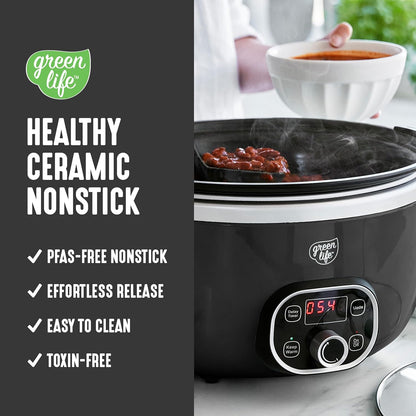 🍲 Extra-Large 6QT Ceramic Slow Cooker – Healthy & Easy Family Meals 🏡