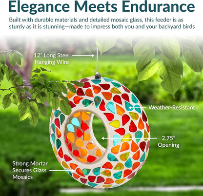 🐦 Colorful Mosaic Bird Feeder – Brighten Your Garden & Attract Birds 🌸