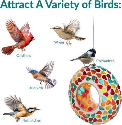 🐦 Colorful Mosaic Bird Feeder – Brighten Your Garden & Attract Birds 🌸