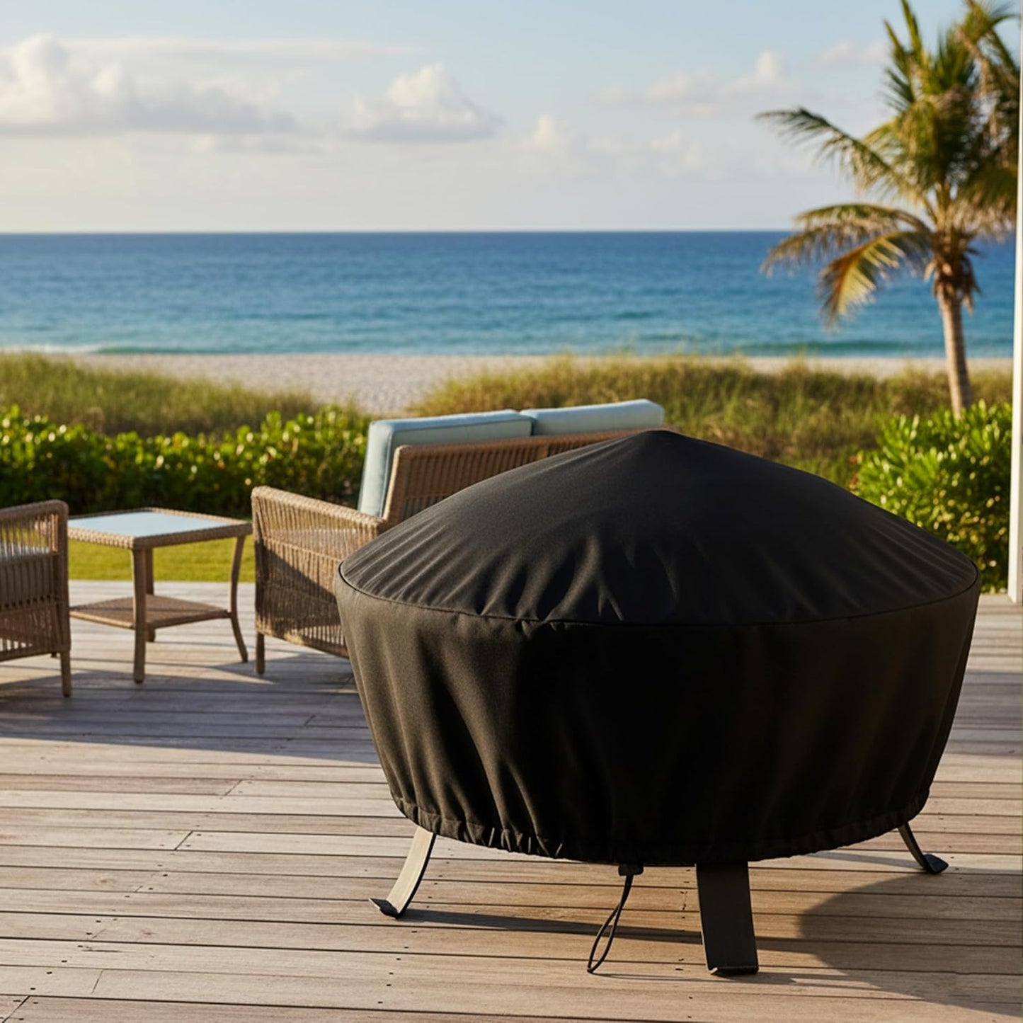 🔥 Heavy-Duty Round Fire Pit Cover – Protect Your Outdoor Fire Pit Year-Round 🌦️