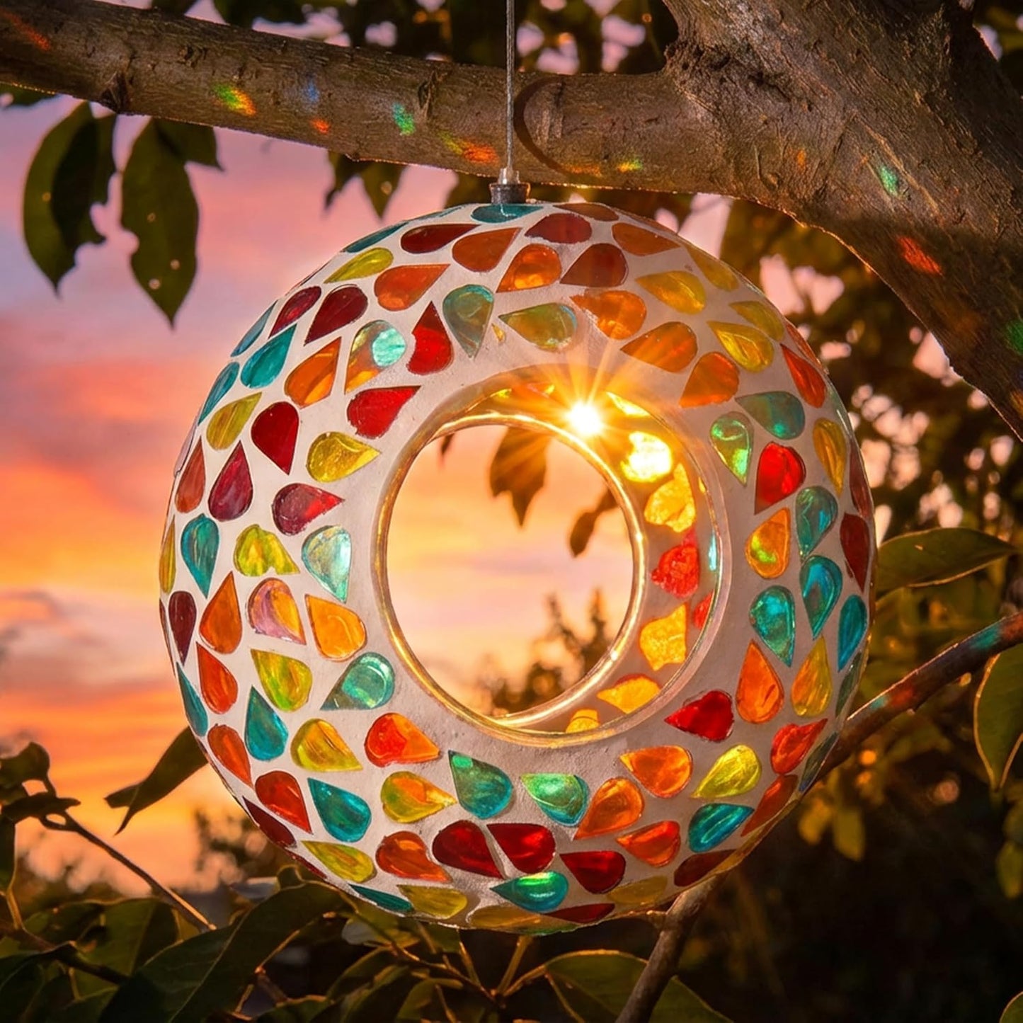 🐦 Colorful Mosaic Bird Feeder – Brighten Your Garden & Attract Birds 🌸