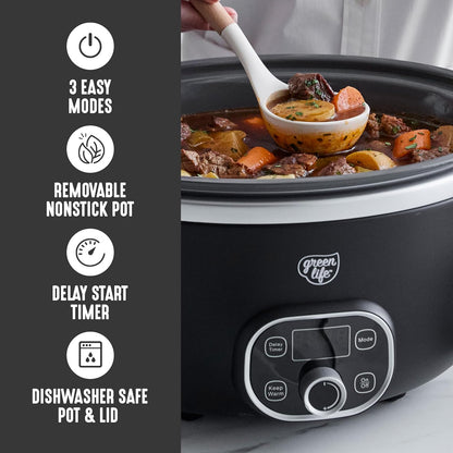 🍲 Extra-Large 6QT Ceramic Slow Cooker – Healthy & Easy Family Meals 🏡