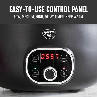 🍲 Extra-Large 6QT Ceramic Slow Cooker – Healthy & Easy Family Meals 🏡