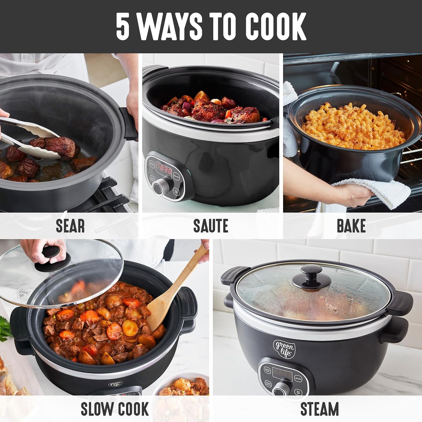 🍲 Extra-Large 6QT Ceramic Slow Cooker – Healthy & Easy Family Meals 🏡
