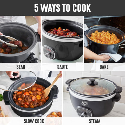 🍲 Extra-Large 6QT Ceramic Slow Cooker – Healthy & Easy Family Meals 🏡